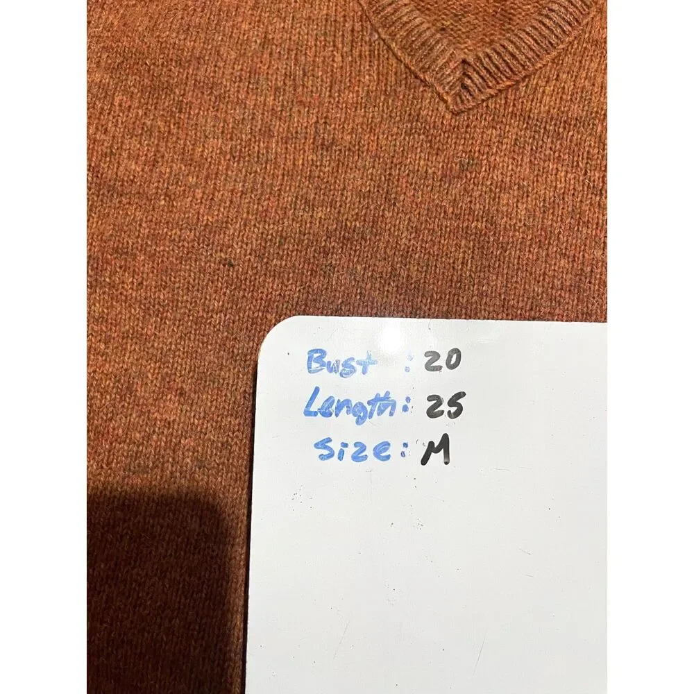 Robert Bruce wool sweater VTG USA made orange Vneck business casual winter men M